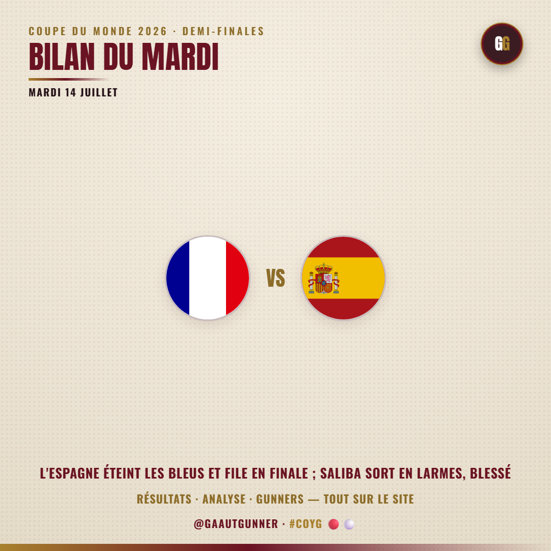 Tuesday, July 14 recap: France-Spain, 2026 World Cup semi-final